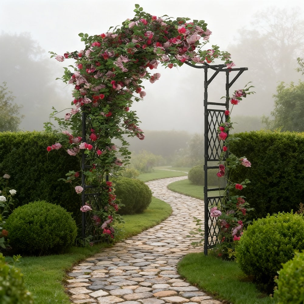 67 X 83 Inch Garden Arch Trellis Metal Pergola Arbor For Climbing Plants_voghion.com
